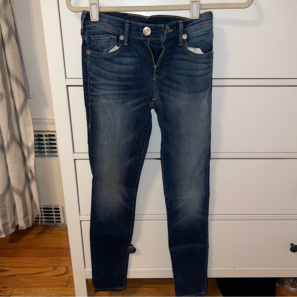 True Religion Women's Skinny Jeans in Dark Blue Wash